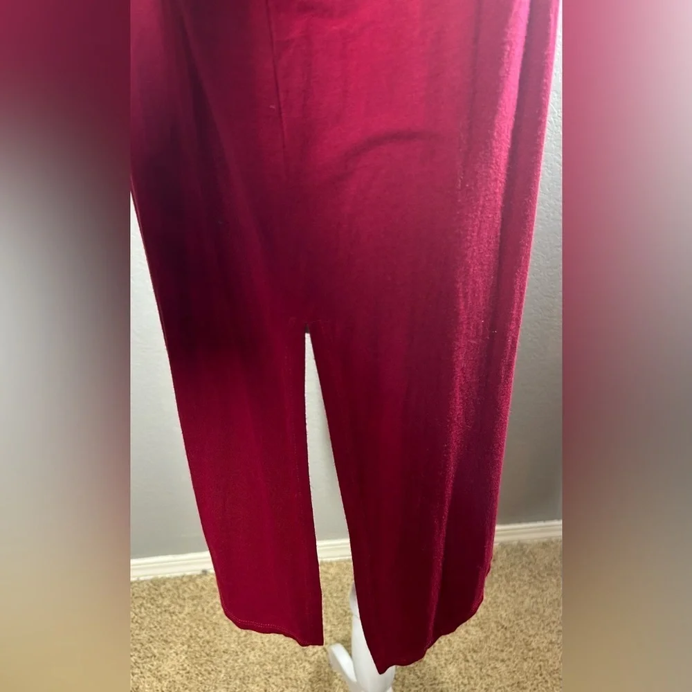 Eileen Fisher Dark Red Long Sleeve Jersey Dress Sz SP Minimalist Quietly Luxury